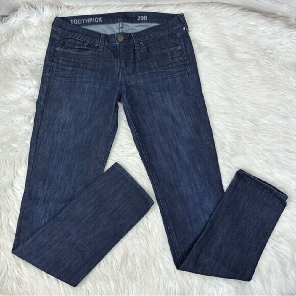 J. Crew Toothpick Skinny Jeans Dark Indigo Wash Mid Rise Size 29-32R Made in USA